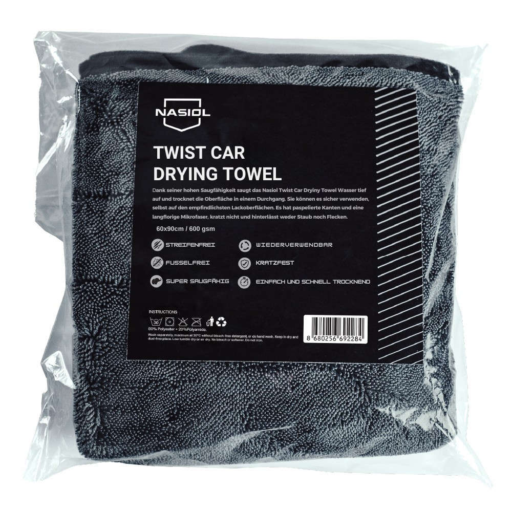 Nasiol - Twist Car Drying Towel – Premium-Trockentuch für Fahrzeuge 60x90cm 600GSM